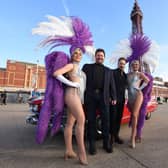 Michael Ball and Alfie Boe launch their new album at Viva Vegas Diner and Bar, Blackpool - as they pose for photographs before a show for fans.  The duo pose with showgirls from Viva