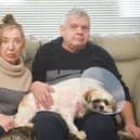 Belinda and Peter Cross with puppy Mica, recovering at home in Bispham.