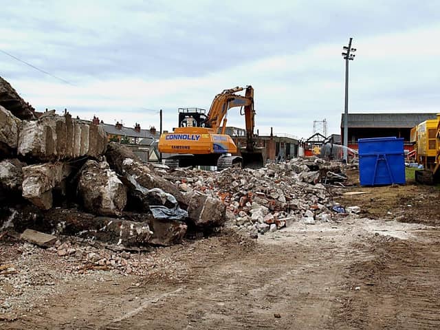 Bulldozers moved in to demolish the East Stand in 2003