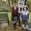 Sienna and Henry Southern send a letter to their dad in heaven, at Lytham Crematorium memorial postbox