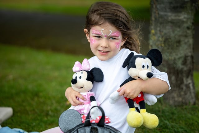 Martha O'Rourke was joined at the Festival by Mickey and Minnie Mouse.