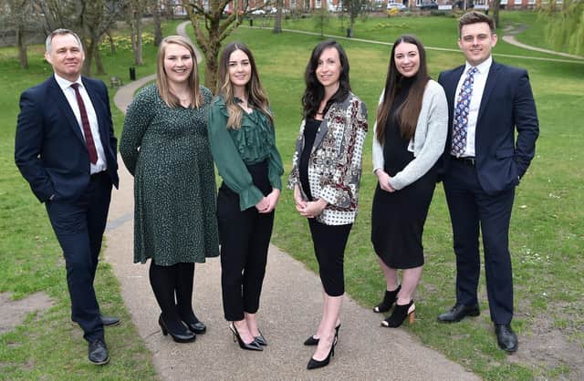 Harrison Drury has made a raft of promotions. Left to right, John Chesworth, Holly Radcliffe, Megan Normoyle, Hannah Hughes, Rebecca Patience and Alex Walmsley.jpg