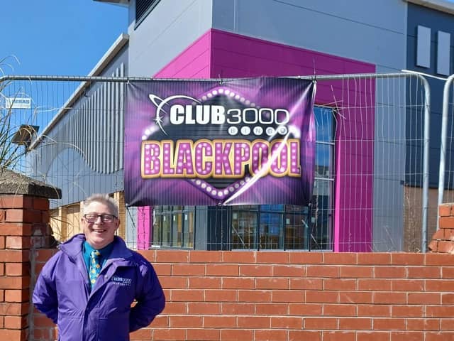 General manager, Sean Connolly, in front of the new Club 3000 Bingo venue in Blackpool.
