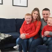 Stacey Mitchell, 34, has been diagnosed with incurable bowel cancer pictured with her husband Scott and boys Blake and Lloyd