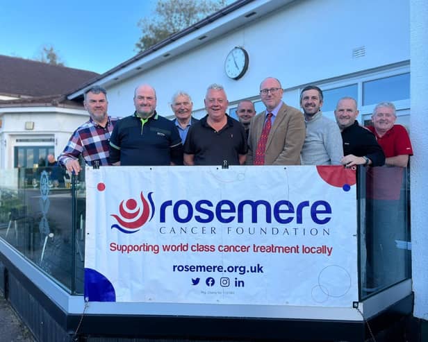 Golf day organiser Steve (fourth from the left) with some of those who played