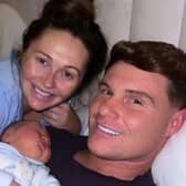 Charlotte Dawson and fiance Matthew Sarfield with their newborn son Jude.