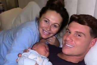 Charlotte Dawson and fiance Matthew Sarfield with their newborn son Jude.