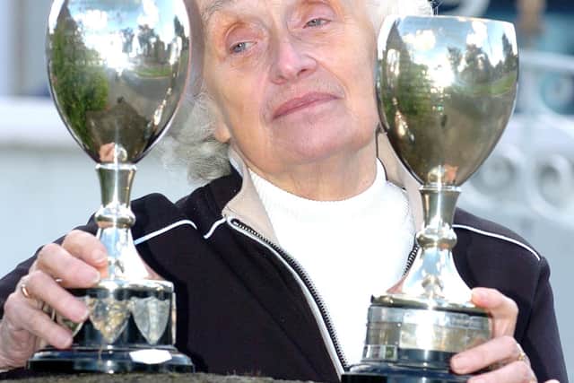 Wyn Hodge with some of her dancing trophies at her home in St Annes.