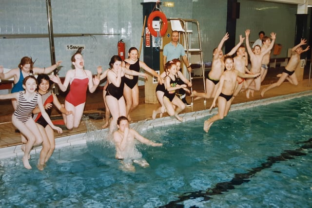Pupils from Knowle High School take the plunge in January 1993
