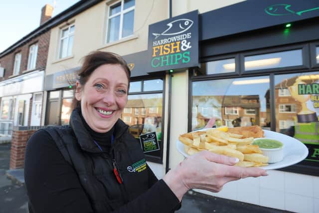 Sue Miller of the Harrowside Chippy, Blackpool