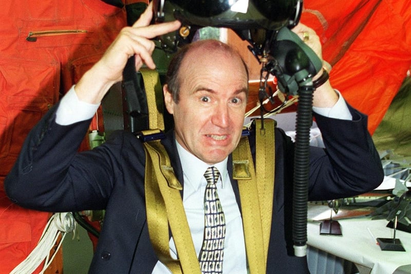 Bill May, headteacher at Fleetwood High School, in the ejector seat which had been brought to their careers exhibition in 1998 by British Aerospace