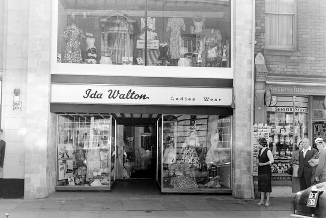 Ida Walton's ladies wear shop at 23 Waterloo Road in 1960. Situated opposite the  post office, to the left of the property is the market, today modernised and renamed the Victoria Centre
