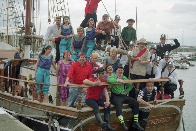 Thornton Cleveleys Operatic Society's swashbuckling adventure Pirates of Penzance. The cast held an impromptu dress rehearsal at Preston Docks where the good ship Zebu was moored