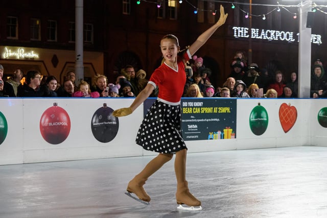 Young skater Amelia Kislitsyn, who performed short excerpts from Peter Pan's A Magical Adventure On Ice and Hairspray at the Christmas By The Sea launch in Blackpool.