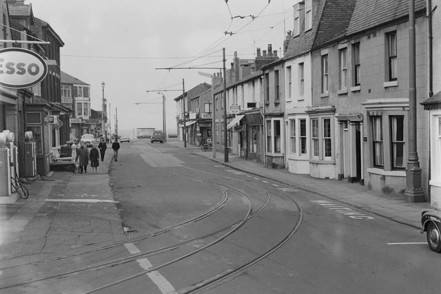 View of Princess Street, South Shore showing the tram track from the original conduit layout of 1885. When this photograph was taken in 1964 local businesses and residents were complaining about plans to reopen this section because of the noise and interference caused to their televisions and radios
