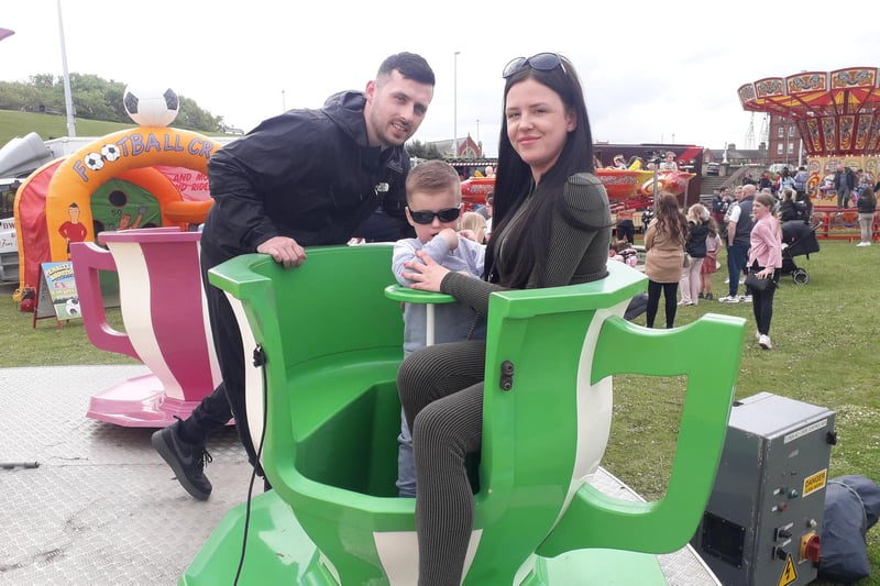 Hayley Powell and dean Burgess with son Edison Burgess, aged 3, at the Coronation fun day in Fleetwood.