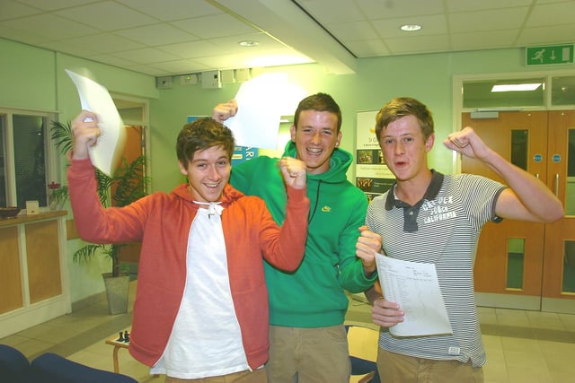St George's CE High School GCSE results. From left Joshua Hagan, George Higgins and Ryan Stinger