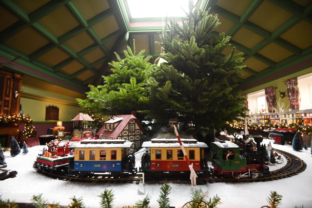 A festive model railway is a special feature in the billiard room for Christmas at Lytham Hall.