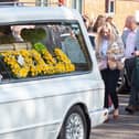 Bella Greer's coffin is carried into Fylde Rugby Club ahead of her funeral service in Lytham. Photo: Kelvin Lister-Stuttard