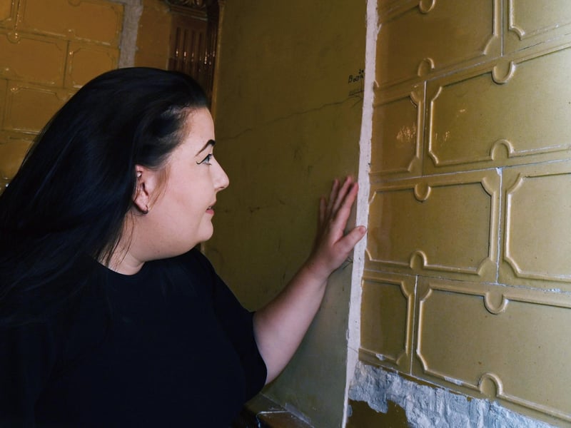 The baths were boarded up in the 1950s and covered in thick plaster. It was difficult to remove but volunteers at Blackpool Civic Trust persevered in their task. Steph Eaves shows how dense the plaster was
