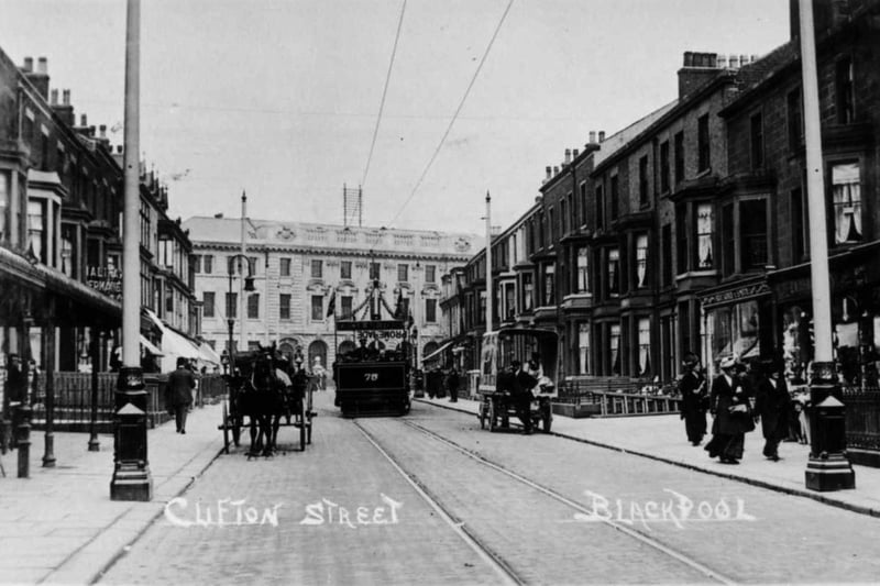 Clifton Street looking towards Abingdon Street general post office at the end of the road. This was early 1900s
