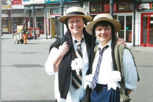St Trinian’s girls for the Blackpool to Fleetwood walk, at North Pier