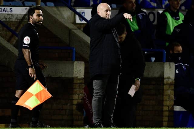 Adam Murray on the touchline for his first match as AFC Fylde boss at Gillingham Picture: STEVE MCLELLAN