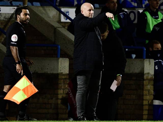 Adam Murray on the touchline for his first match as AFC Fylde boss at Gillingham Picture: STEVE MCLELLAN