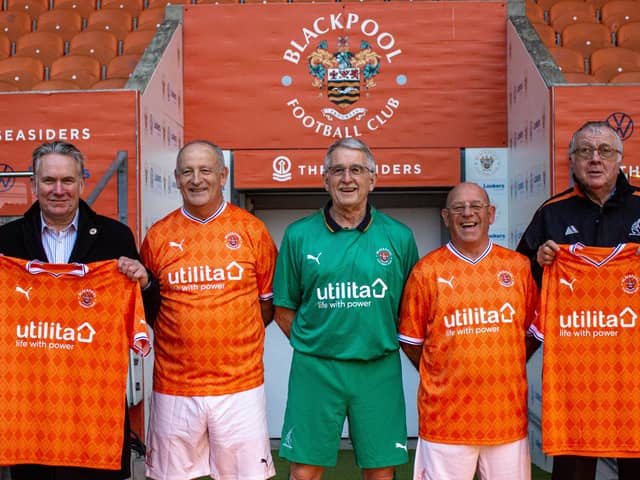 BFCCT walking football players in their Seasiders strips
