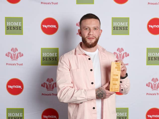 Tom Evans, 23, a student on the Morecambe Prince’s Trust team, scooped the Watches of Switzerland Group Young Change Maker Award after turning his life around and continuing to give back to the community through his job as a support worker and volunteering