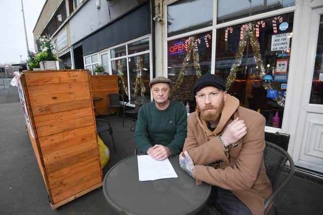 Sean Johnston and son Liam Johnston are unhappy that Blackpool Council have told them their outdoor seating area at Shickers Micro Pub must go, despite having planning permission.