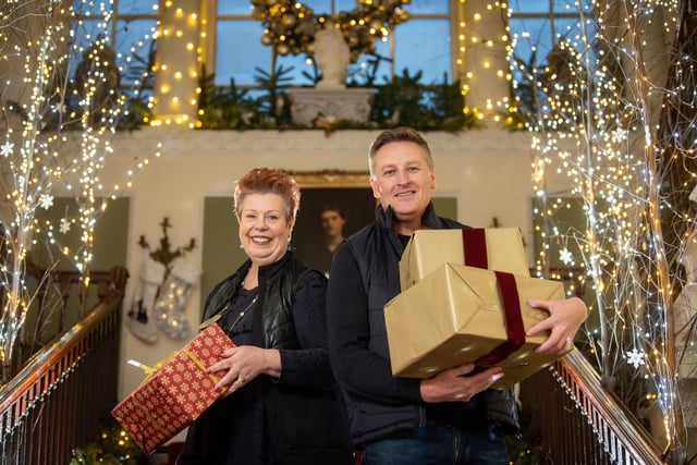 A Not So Silent Night at Lytham Hall which has been decorated for Christmas with musical themed rooms. Hall manager Peter Anthony with volunteer Linda Beddows.