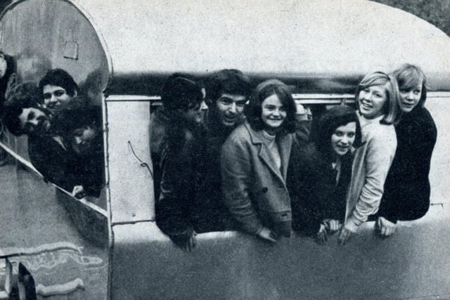 1968 Rag Week stunt by students at Blackpool Technical College. They managed to squeeze 78 people into a 12ft long caravan.