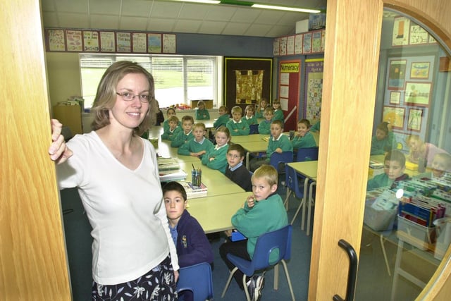Teacher Carol Reynoldson and her class at Grosvenor Park School, near Lancaster