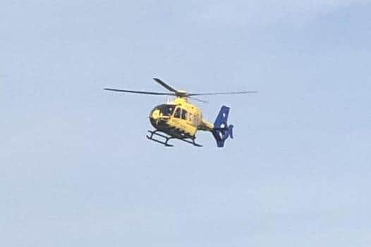 The air ambulance was called to the scene of the accident in Hambleton on Tuesday (September 13). Pic credit: Jeff Stone