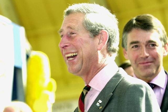 Prince Charles after he was presented with a gift at the Winter Gardens in 2003