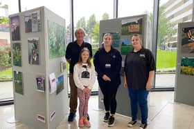 Dave Blacker from Blackpool Boys and Girls Club with Keira Threlfall and Dana Evans from communiyy interest company EPS, and  Breanna Iceton, eight, whose has artwork is included in the exhibition.

 

EPS is a CIC working with young people.