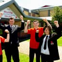 Millfield High School headteacher Sean Bullen celebrates their Ofsted success with (from left), Leigh Barton (who designed the school's new uniform), Edward Bramhall (head boy) and Emma Bennett (head girl) in 2007