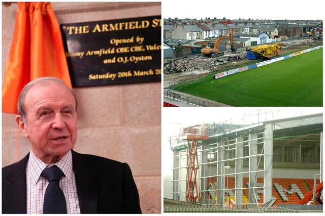 The East Stand is flattened, work progresses on the new South Stand and the day when Blackpool legend, the late Jimmy Armfield, officially opened the South Stand in his name