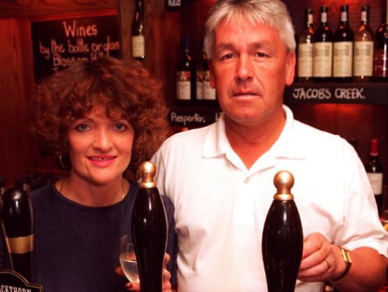 Melvin and Carol Baugh landlord and lady of the Admiral Rodney pub on Loxley Road in 1996