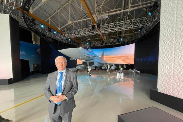 Fylde MP with the Typhoon at BAE Systems in Warton