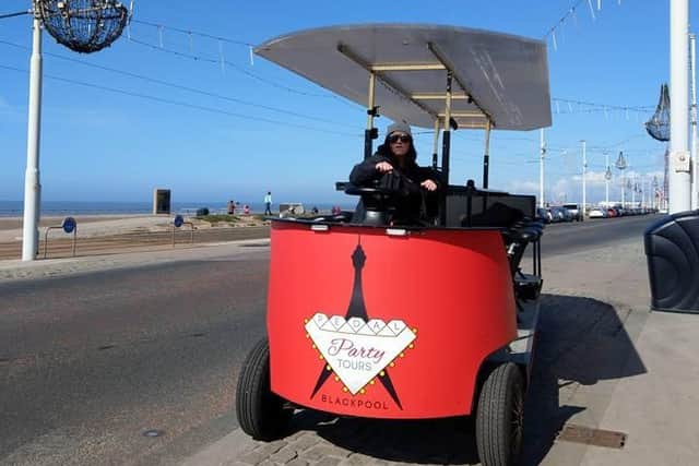 Pedal the Prom provides party tours along Blackpool Prom for 8-16 people onboard a customised ‘pedal bus’