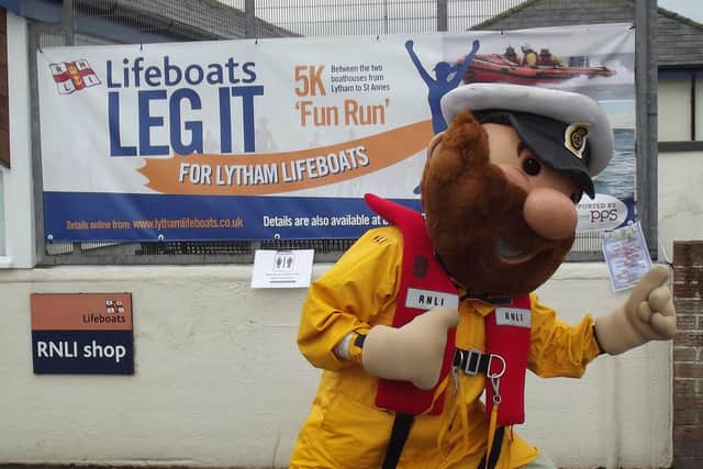 Lytham St Annes RNLI mascot Stormy Stan will be making an appearance at the Leg It For the Lifeboat launch and throughout the month-long event