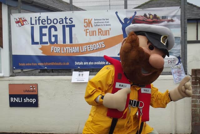 Lytham St Annes RNLI mascot Stormy Stan will be making an appearance at the Leg It For the Lifeboat launch and throughout the month-long event