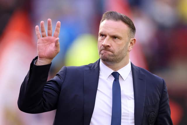 BARNSLEY, ENGLAND - MAY 19: Ian Evatt, Manager of Bolton Wanderers, reacts prior to the Sky Bet League One Play-Off Semi-Final Second Leg match between Barnsley and Bolton Wanderers at Oakwell Stadium on May 19, 2023 in Barnsley, England. (Photo by George Wood/Getty Images)