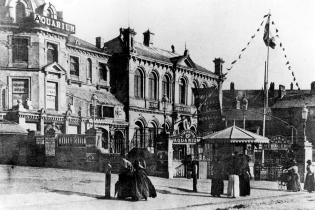 Doctor Cocker's Menagerie and Aquarium, pictured here in the very early 1890s, was on the site of the present aquarium in Blackpool Tower