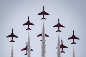 The Red Arrows during Blackpool Air Show. Photo by Paul Gray.