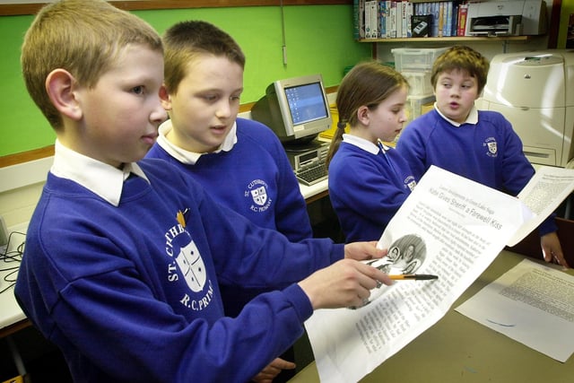 Pupils at St Cuthbert's Catholic Primary School in Blackpool took part in a newspaper day, when they put together their own school newspaper.
Editorial meeting with L-R: Nathan Gourley, Kieran O'Boyle, Jennie Simpkin and Michael D'Este