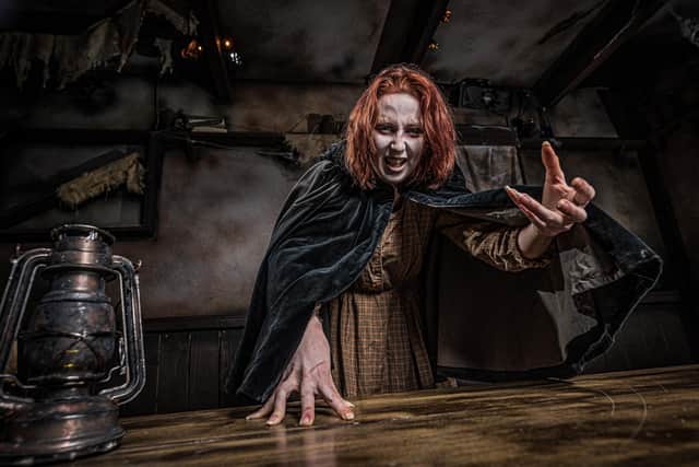 Blackpool Tower Dungeon's witch,  Meg Shelton (Katie Free)