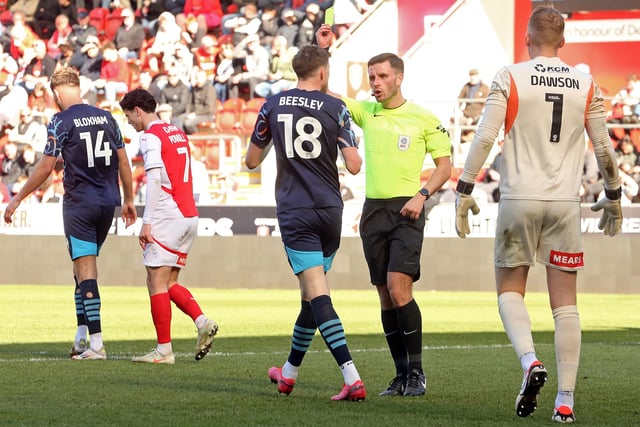 Jake Beesley was sent off in Blackpool's last outing after picking up two yellow cards.